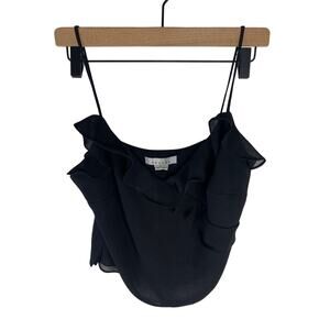 Ashlee Womens Black Ruffled Spaghetti Strap Top Size 10